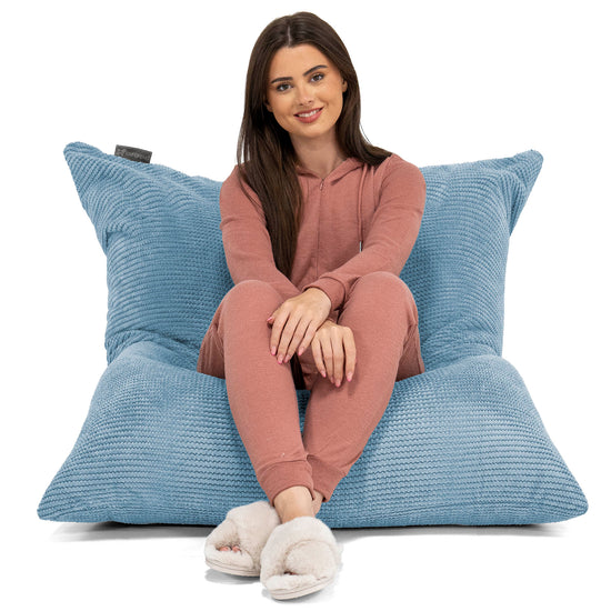 Pouf Géant XXL - Pompon Bleu Ciel 01
