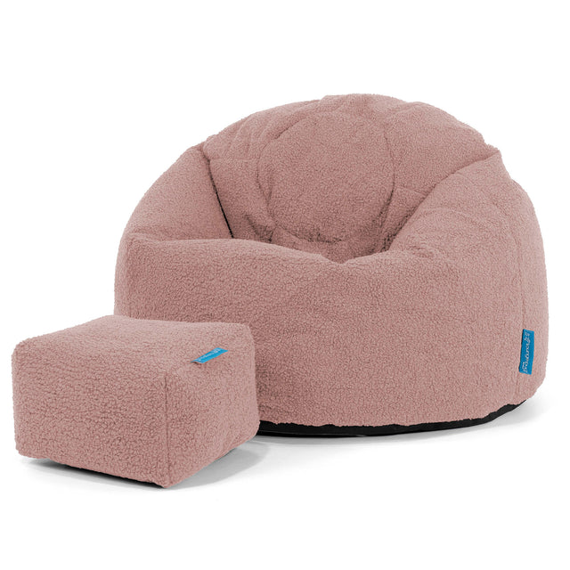 Pouf Poire Classique Enfant 1-5 ans - Bouclé Rose 02
