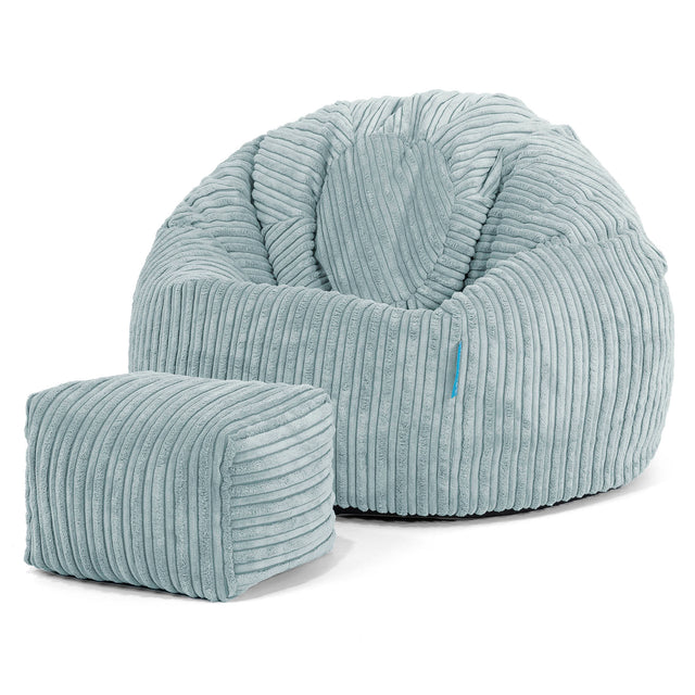 Pouf Poire Classique Enfant 1-5 ans - Côtelé Verte Menthe 02
