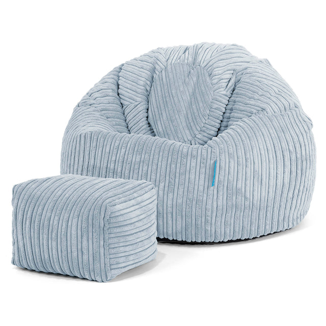 Pouf Poire Classique Enfant 1-5 ans - Côtelé Bébé Bleu 02