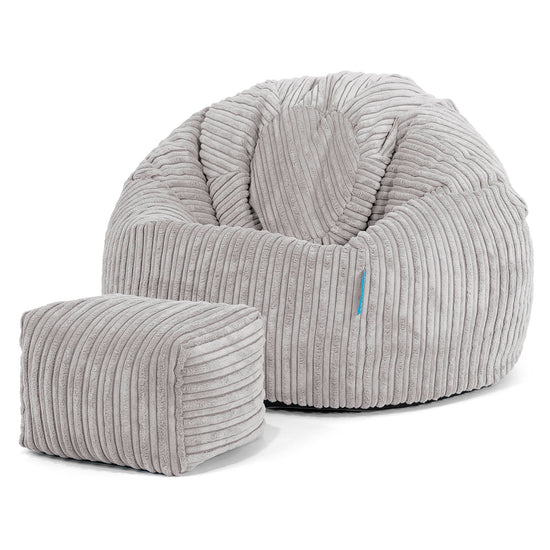 Pouf Poire Classique Enfant 1-5 ans - Côtelé Gris Argent 02