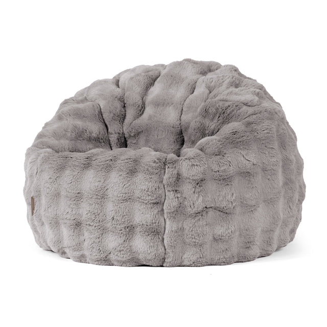 Pouf Poire Classique - Fausse Fourrure à Bulles Gris 01
