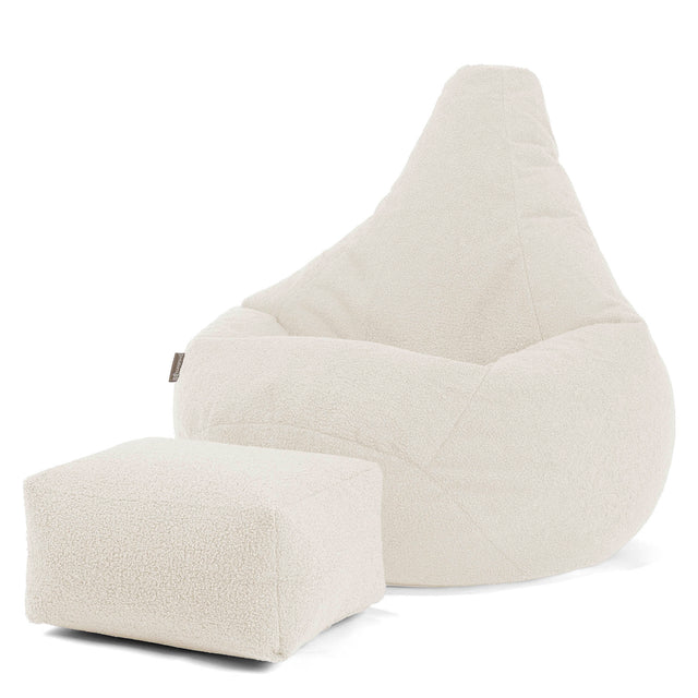 Pouf Poire Gamer - Bouclé Ivoire 01