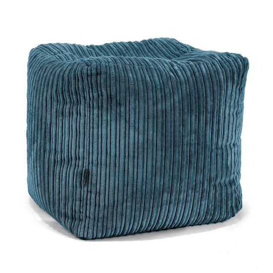 Pouf Repose-pieds Cube - Côtelé Bleu Marine 01