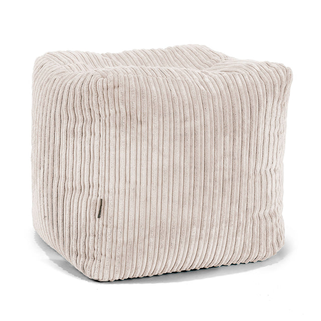 Pouf Repose-pieds Cube - Côtelé Ivoire 01