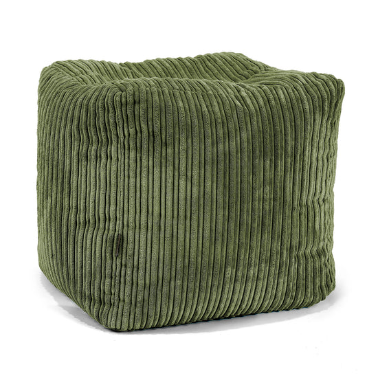 Pouf Repose-pieds Cube - Côtelé Vert Forêt 01