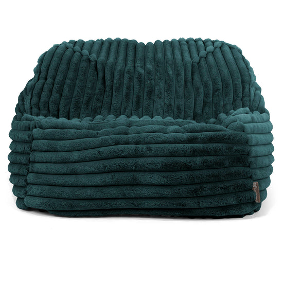 Le Pouf Doudou - Velours Côtelé Ultra Pelucheux Bleu Canard 02