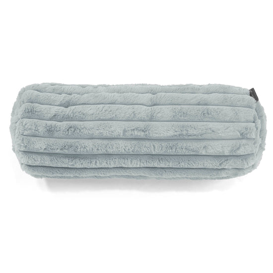 Housse de Traversin 20 x 55cm - Velours Côtelé Ultra Pelucheux Bleu Dragé 02