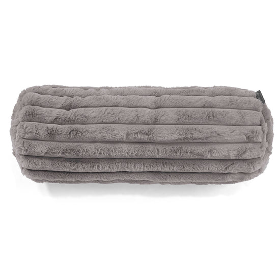 Housse de Traversin 20 x 55cm - Velours Côtelé Ultra Pelucheux Gris 02