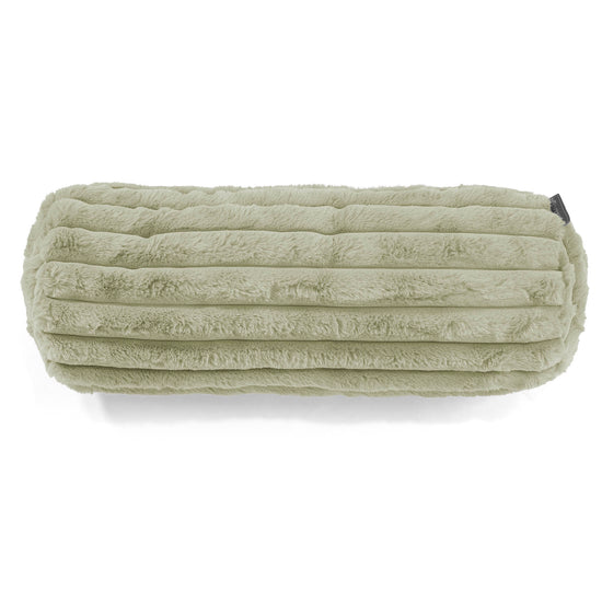 Housse de Traversin 20 x 55cm - Velours Côtelé Ultra Pelucheux Vert Sauge 02