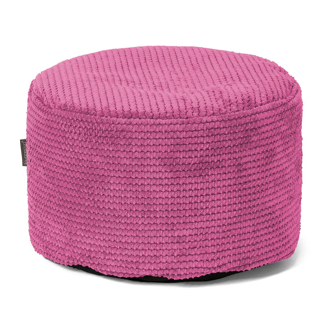 Petit Repose-pieds Rond - Pompon Rose 01