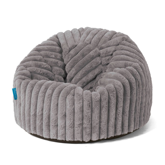 Pouf Poire Classique Enfant 1-5 ans - Velours Côtelé Ultra Pelucheux Gris 01