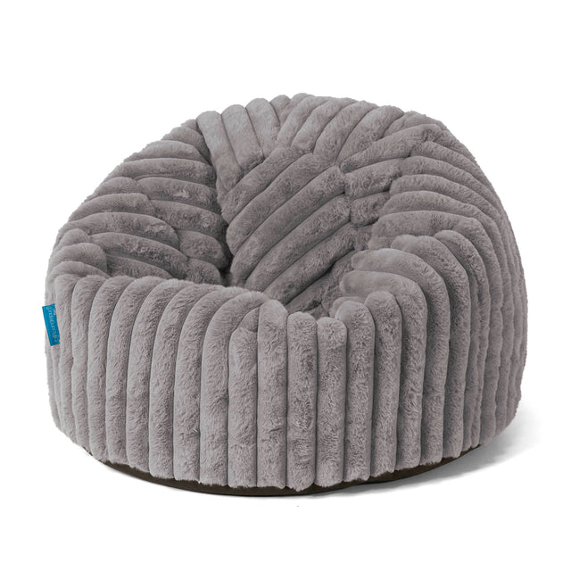 Pouf Poire Classique Enfant 1-5 ans - Velours Côtelé Ultra Pelucheux Gris 01