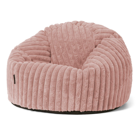 Pouf Poire Classique - Velours Côtelé Ultra Pelucheux Rose Pastel 01