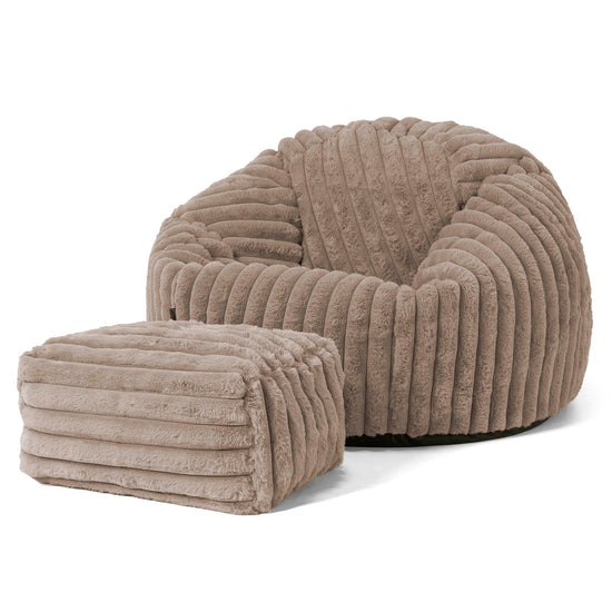 Pouf Poire Classique - Velours Côtelé Ultra Pelucheux Vison 02