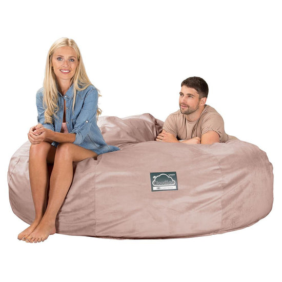 Lounge Pug, CloudSac 3000 XXL, Grand Canapé Pouf à Mémoire de Forme, Gros Pouf Sofa, Velours Rose