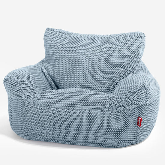 LOUNGE PUG - Ellos Tricoté - Fauteuil Enfant, Pouf Enfant - Bleu Brumeux