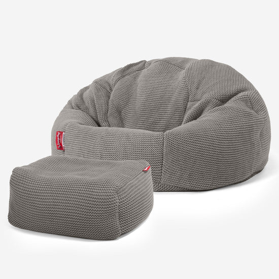 LOUNGE PUG - Ellos Tricoté - Pouf Poire Classique - Gris