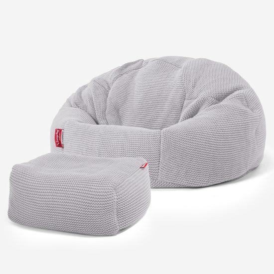 LOUNGE PUG - Ellos Tricoté - Pouf Poire Classique - Gris clair