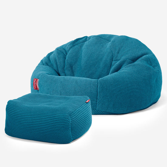 LOUNGE PUG - Ellos Tricoté - Pouf Poire Classique - Mer égée