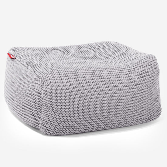 LOUNGE PUG - Ellos Tricoté - Pouf Repose Pied - Gris clair