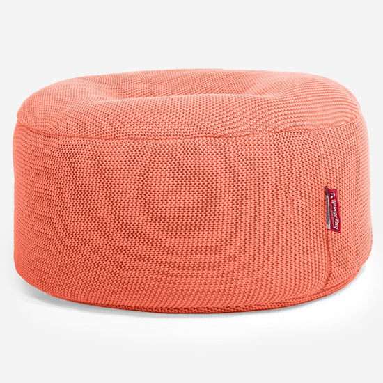 LOUNGE PUG - Ellos Tricoté - Pouf Design Rond - Corail