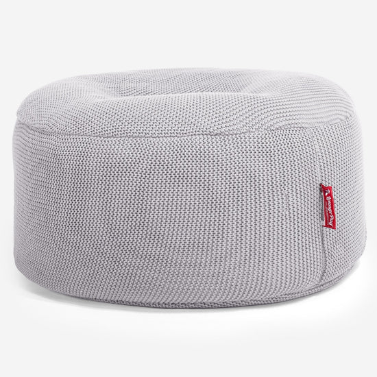 LOUNGE PUG - Ellos Tricoté - Pouf Design Rond - Gris clair