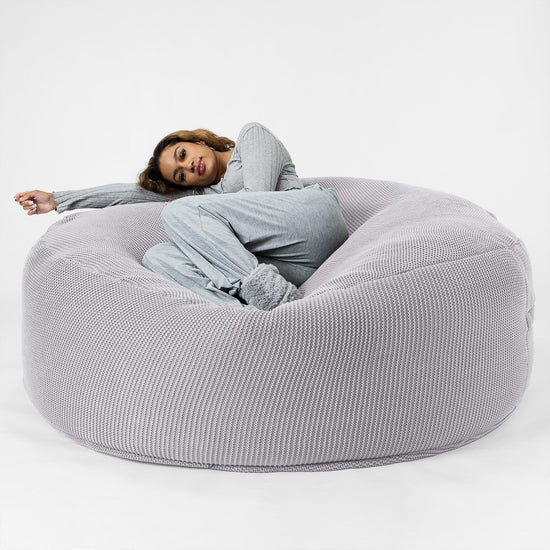 LOUNGE PUG - Ellos Tricoté - Canapé Pouf Géant 'Grande Mammouth' - Pouf Canapé - Gros Pouf - Gris clair