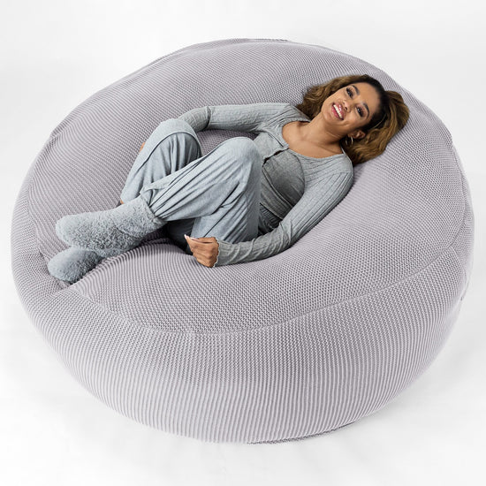 LOUNGE PUG - Ellos Tricoté - Canapé Pouf Géant 'Grande Mammouth' - Pouf Canapé - Gros Pouf - Gris clair