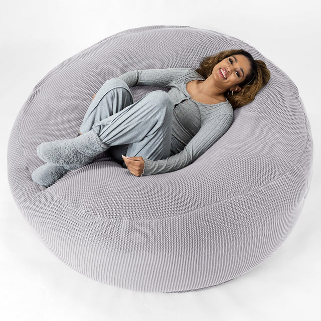 LOUNGE PUG - Ellos Tricoté - Canapé Pouf Géant 'Grande Mammouth' - Pouf Canapé - Gros Pouf - Gris clair