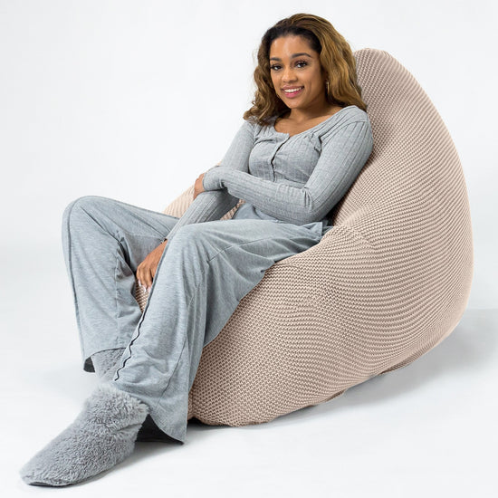 LOUNGE PUG - Ellos Tricoté - Pouf Géant XXL - Crème