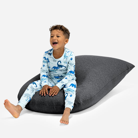Grand Pouf pour Enfants 2-6 ans - Coton Élastique Anthracite 05