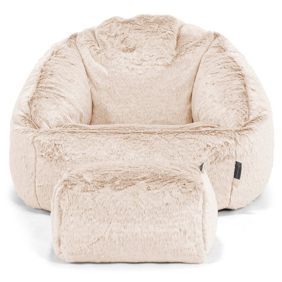 Pouf Chaise Bubble - Fausse Fourrure Lapin Blanc 02