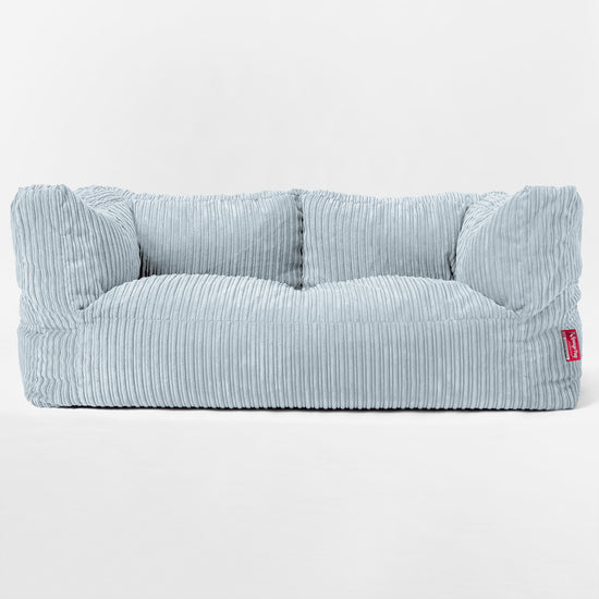 Canapé Pouf Géant Albert pour Enfants 2 places 2-14 ans - Côtelé Bébé Bleu 03