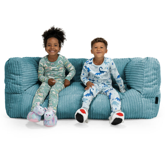 Canapé Pouf Géant Albert pour Enfants 2 places 2-14 ans - Côtelé Mer Égée 01