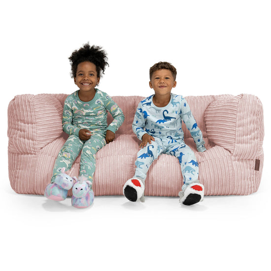 Canapé Pouf Géant Albert pour Enfants 2 places 2-14 ans - Côtelé Rose 01