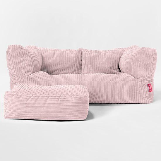 Canapé Pouf Géant Albert pour Enfants 2 places 2-14 ans - Côtelé Rose 02