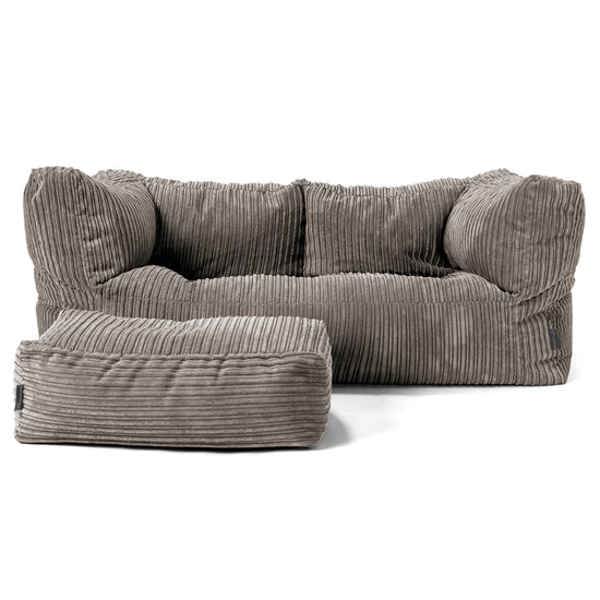 Canapé Pouf Albert 2 places - Côtelé Anthracite 02