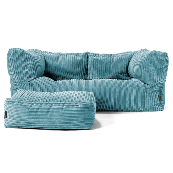 Canapé Pouf Albert 2 places - Côtelé Mer Égéé 02