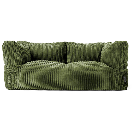 Canapé Pouf Albert 2 places - Côtelé Vert Forêt 01