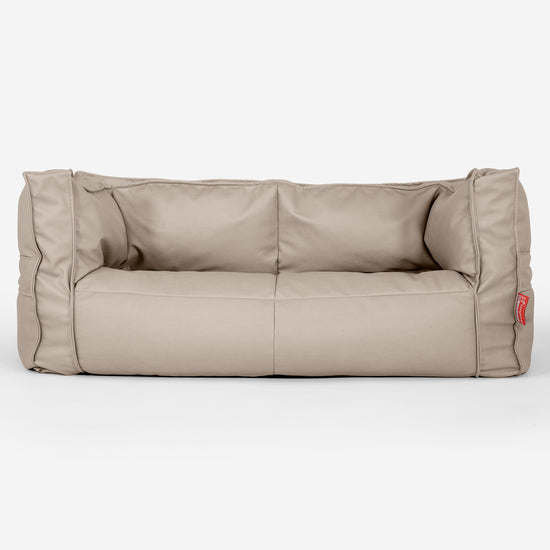 Canapé Pouf Albert 2 places - Cuir Végan Ivoire 01