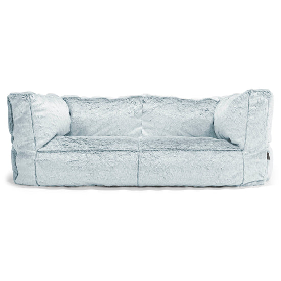 Canapé Pouf Albert 2 places - Fausse Fourrure Lapin Bleu Pastel 01