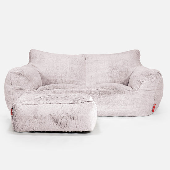 Joséphine Canapé Pouf - Fausse Fourrure Lapin Rose Pastel 02
