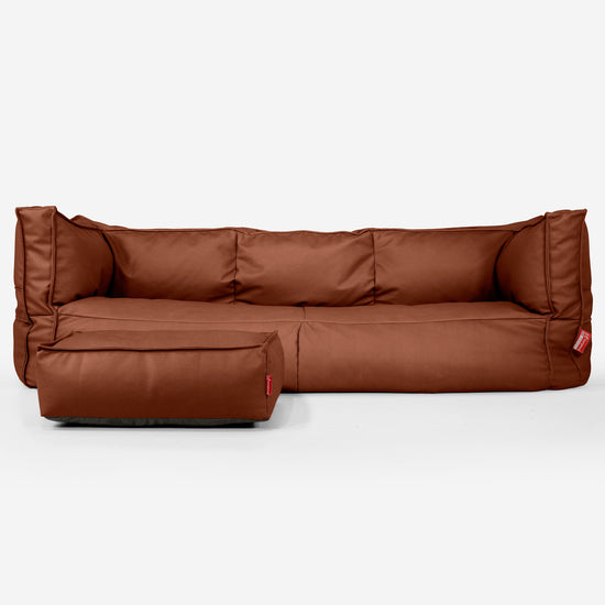 Canapé Pouf Albert 3 places - Cuir Végan Marron 02
