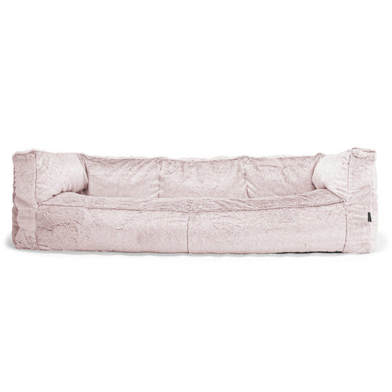Canapé Pouf Albert 3 places - Fausse Fourrure Lapin Rose Pastel 01
