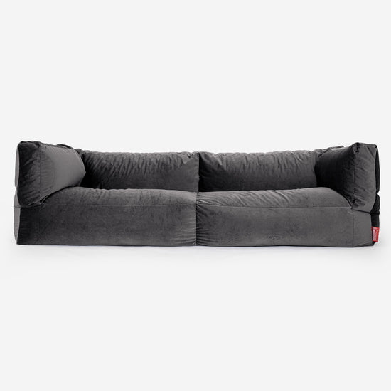 Canapé Pouf Albert 3 places - Velours Anthracite 01