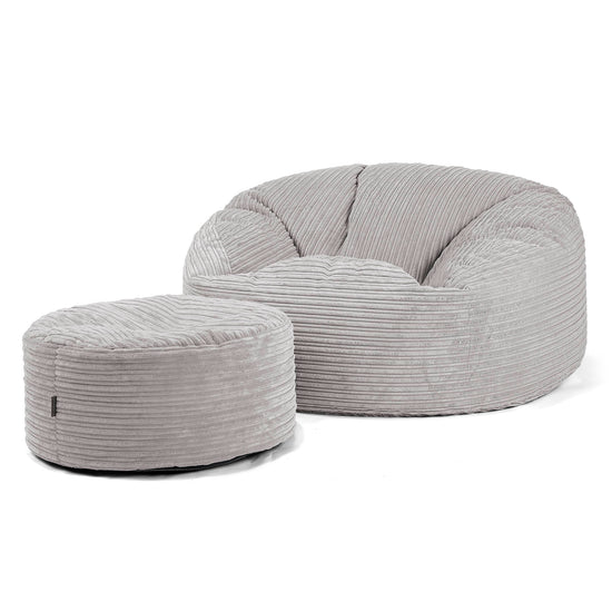 Canapé Pouf Géant Mammouth - Côtelé Gris Argent 04