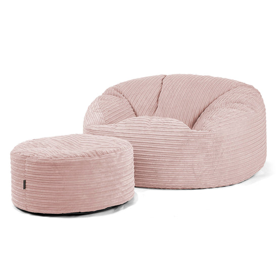Canapé Pouf Géant Mammouth - Côtelé Rose 04