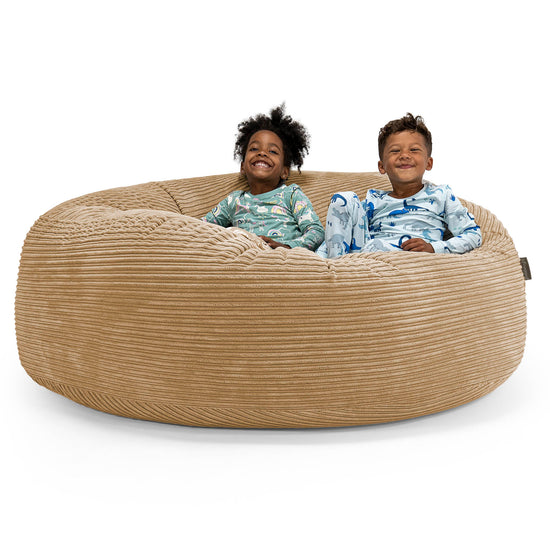 Pouf Géant pour Enfants de Taille Familiale 2-14 ans - Côtelé Sable 01