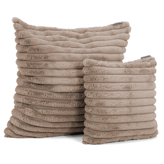 Housse de Coussin 47 x 47cm - Velours Côtelé Ultra Pelucheux Vison 02